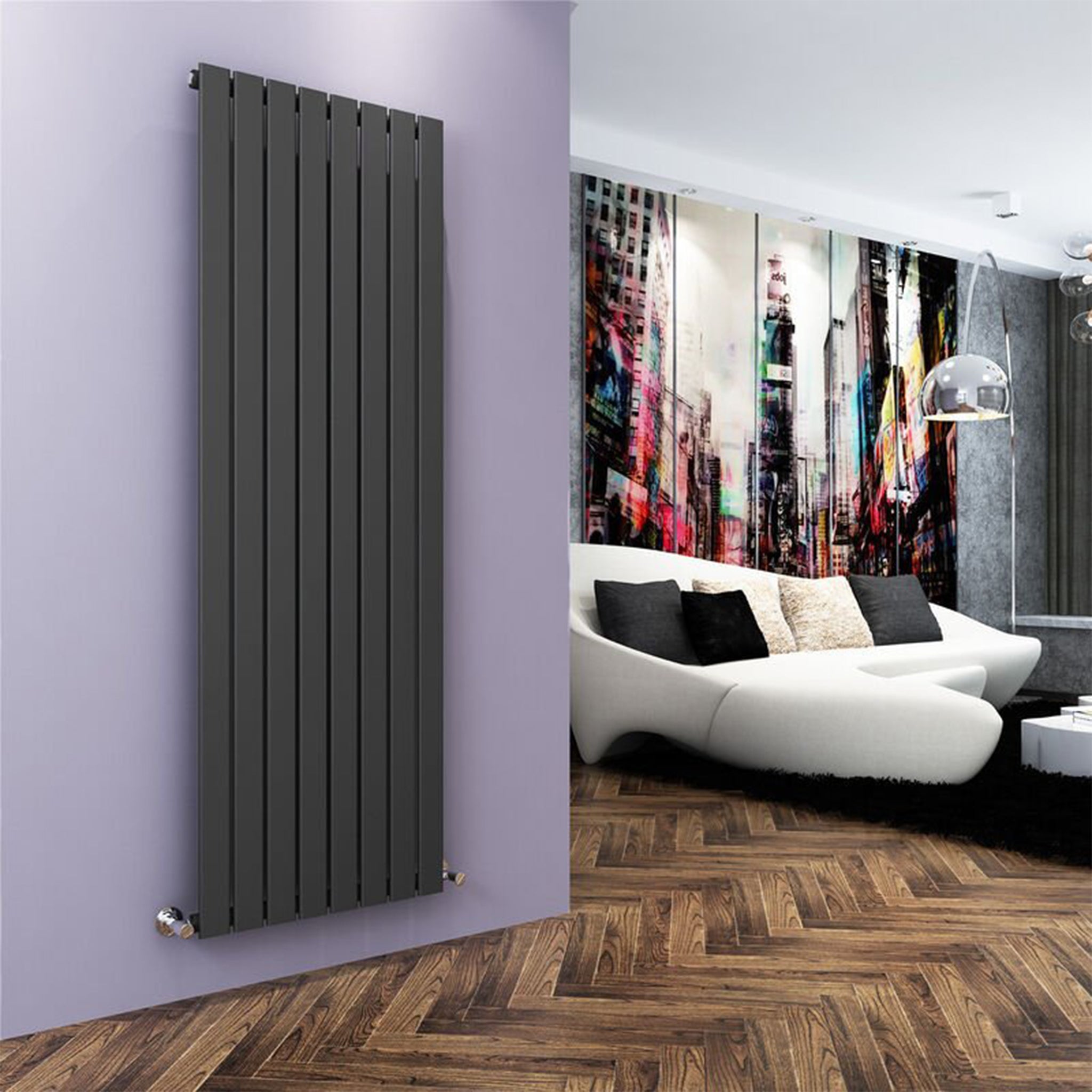 Flat Panel Single Vertical Radiator Anthracite - C001