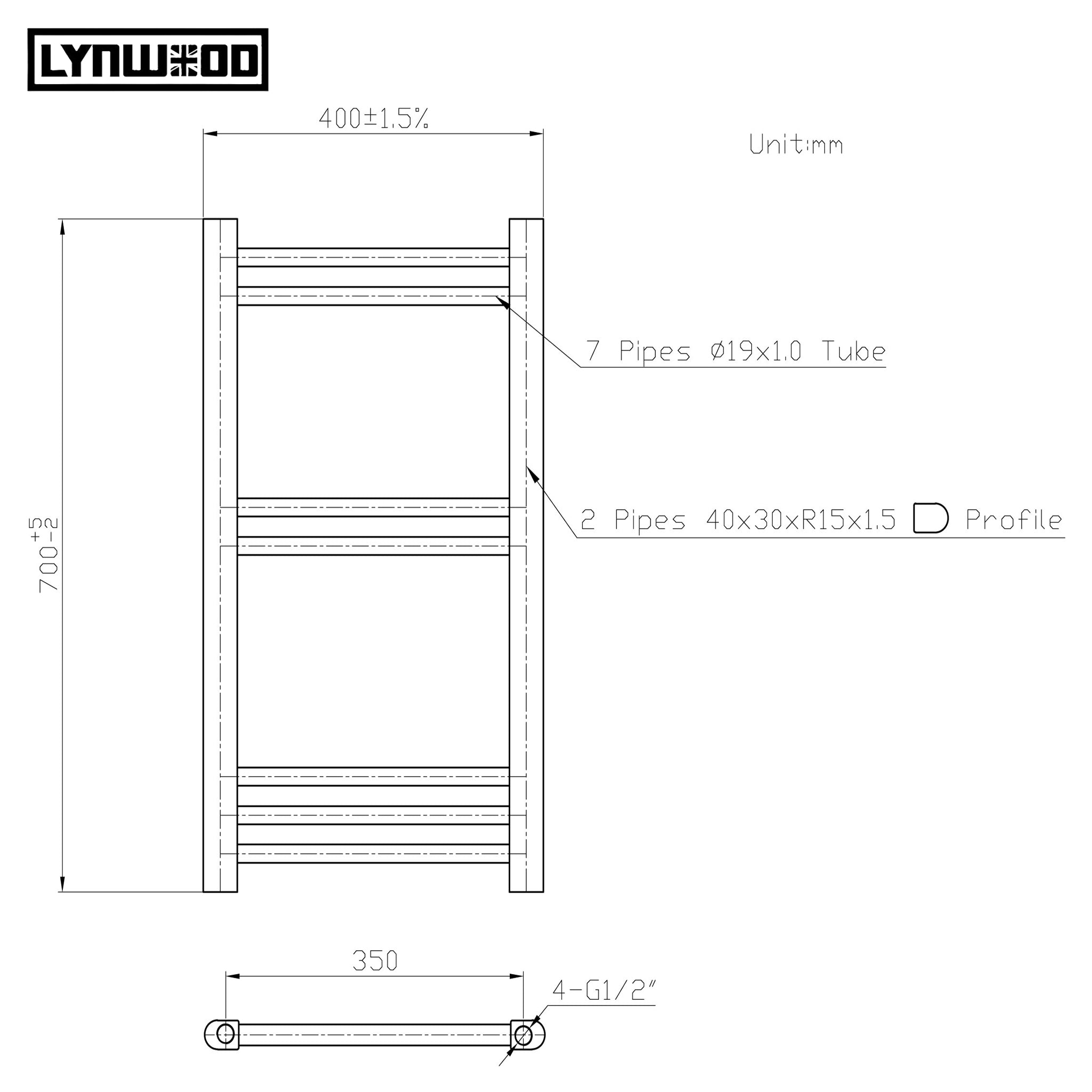 matt black radiator size measurements