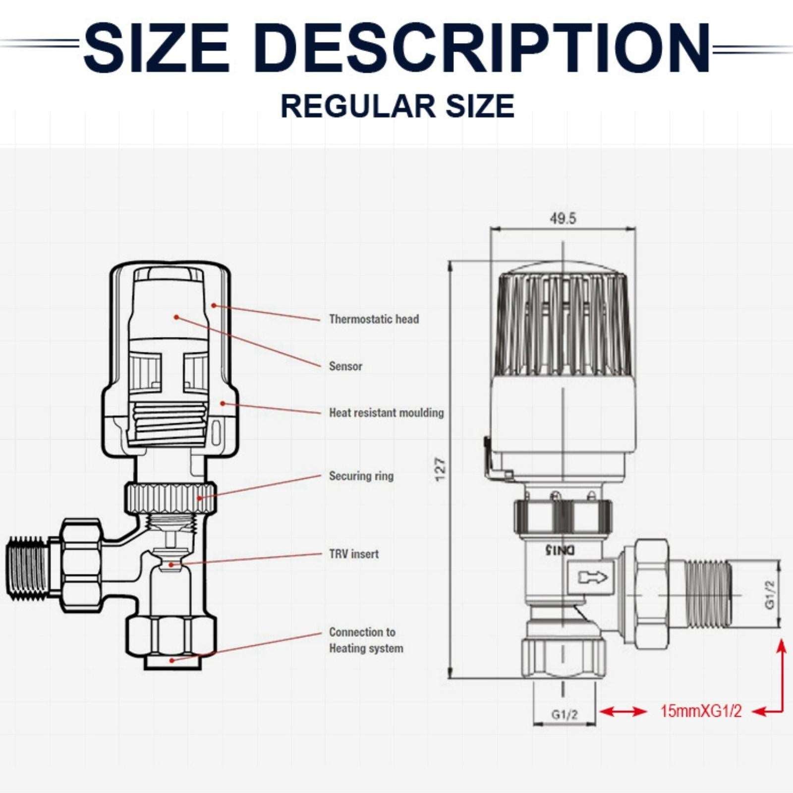 Lynwoodhome Straight Standard TRV Valve + Lockshield White C015 Lynwoodhome