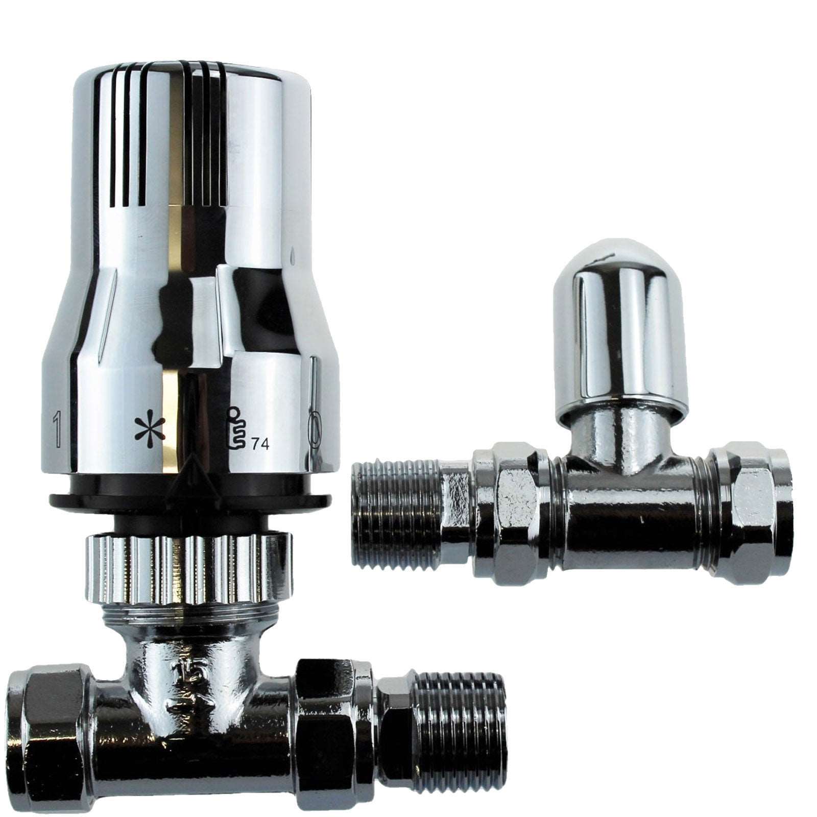 Lynwoodhome Straight Standard TRV Valve + Lockshield Chrome C015 Lynwoodhome