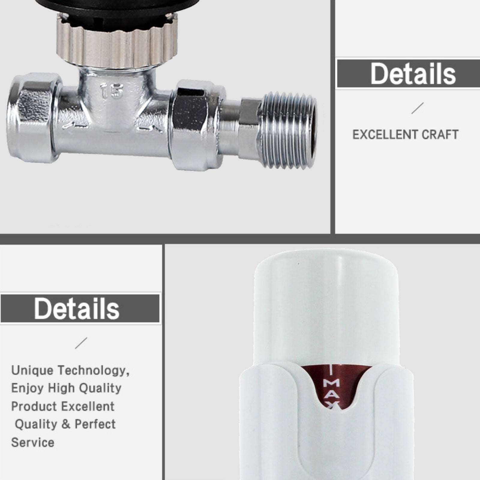 Lynwoodhome Straight Premium TRV Valve + Lockshield Straight White C014 Lynwoodhome