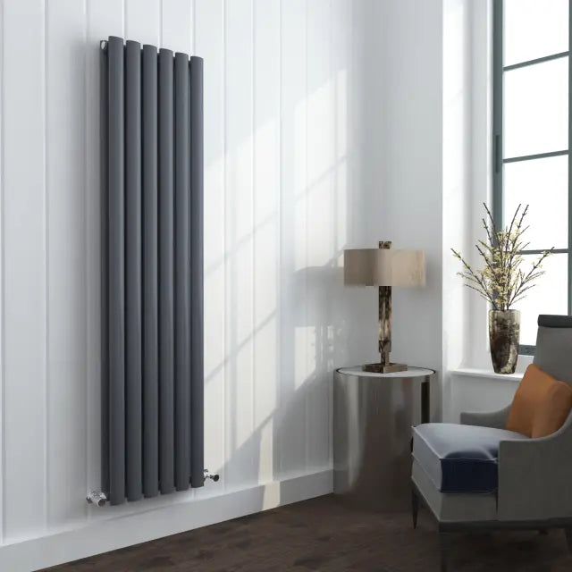 1800mm Double Oval Bar Vertical Radiator Anthracite C008 – Lynwoodhome