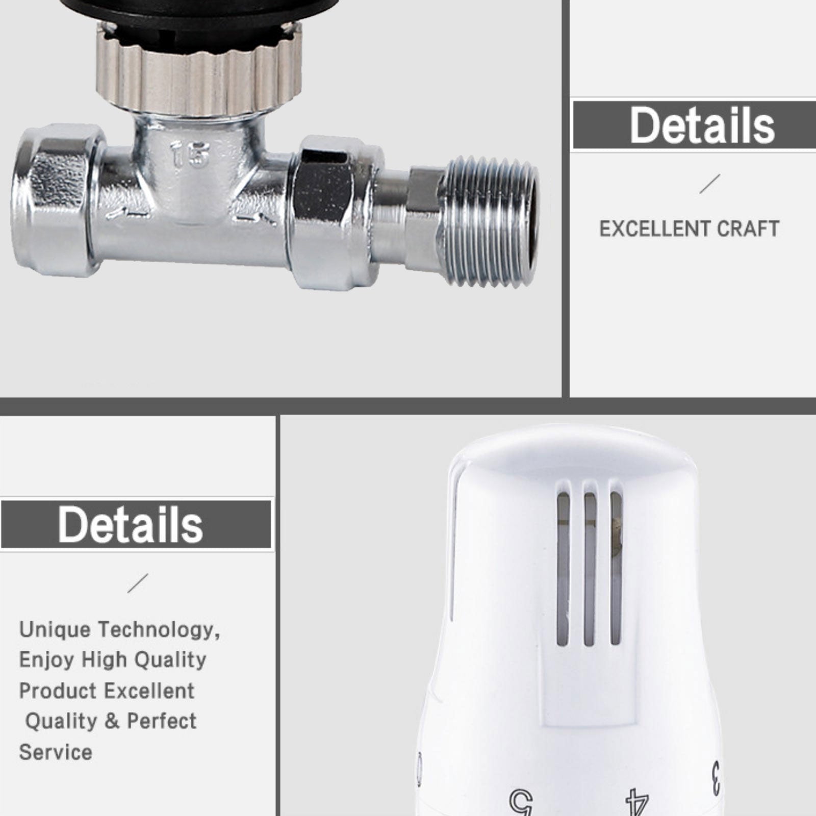 Lynwoodhome Straight Standard TRV Valve + Lockshield White C015 Lynwoodhome