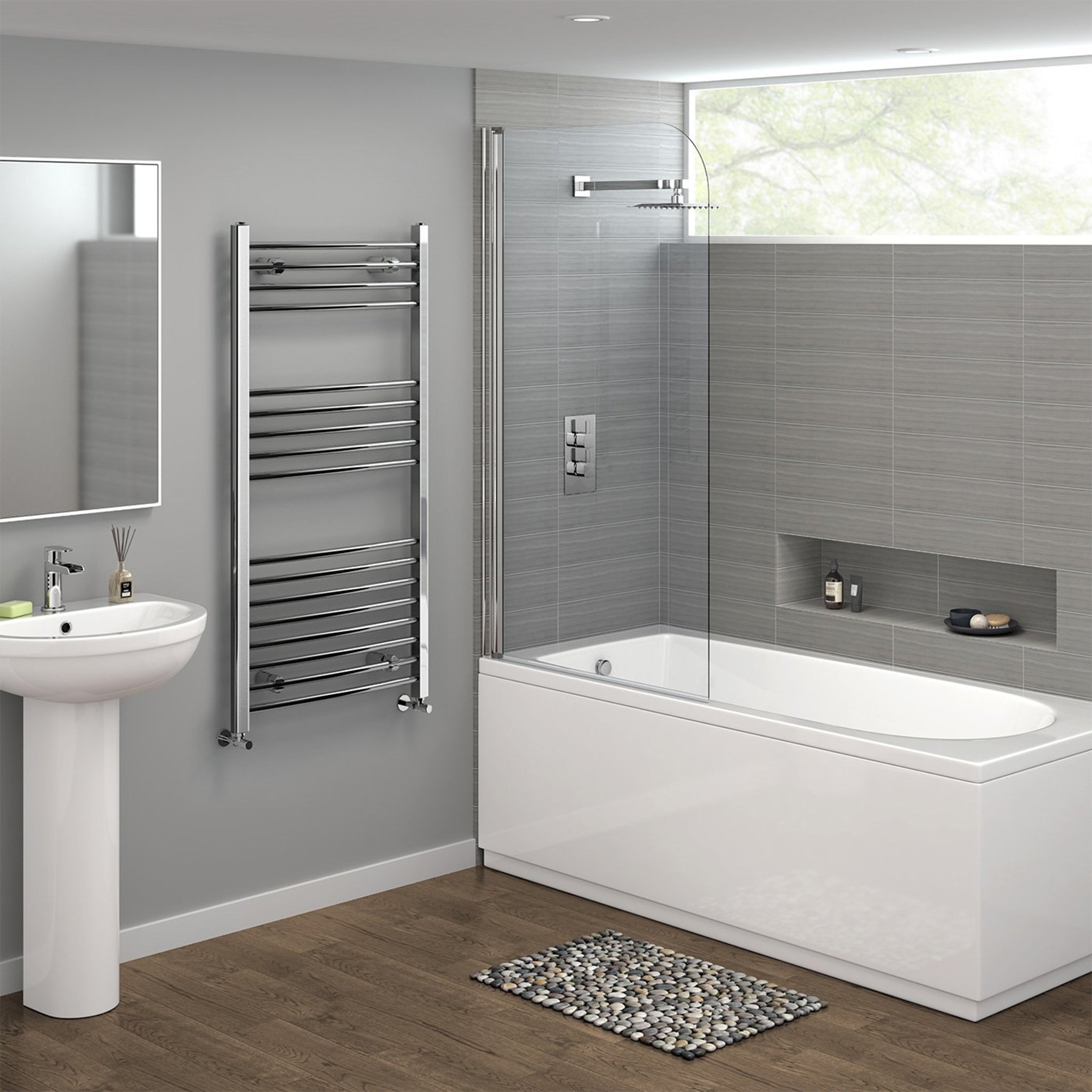 curved chome towel rail