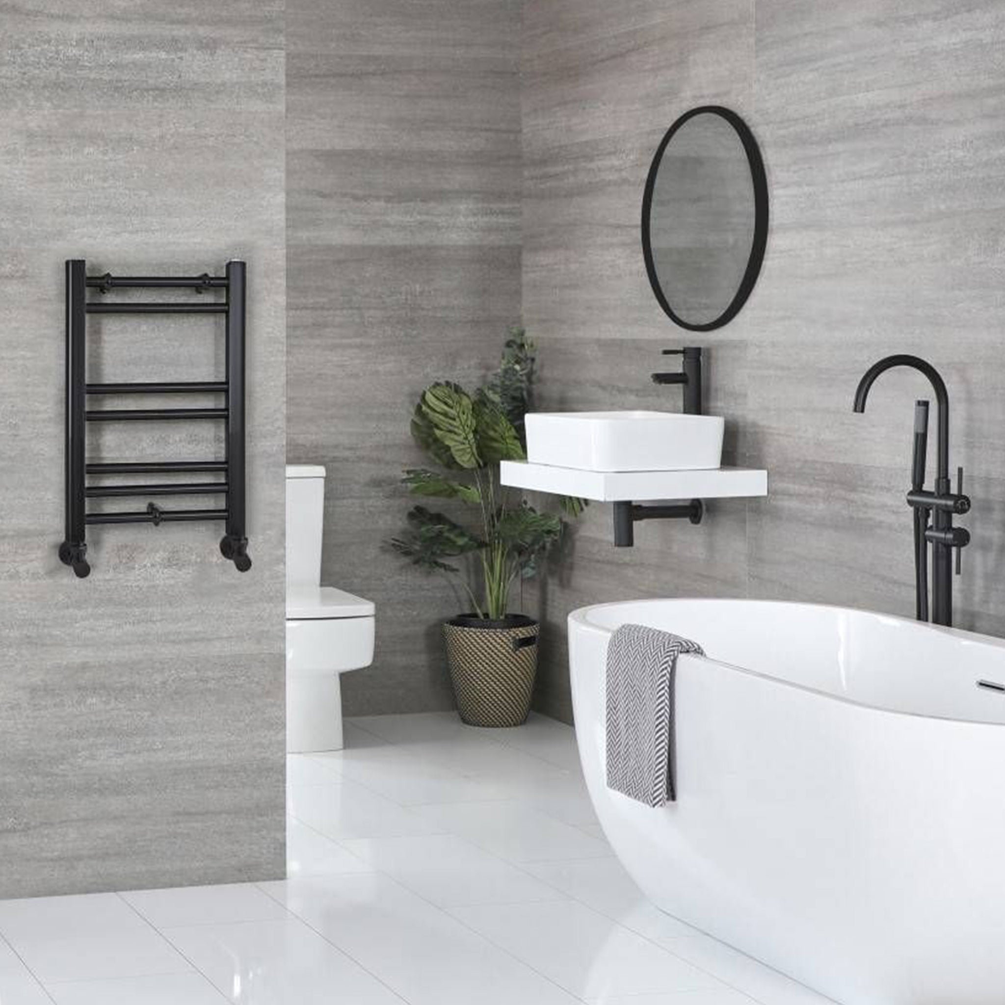 small matt black towel radiator