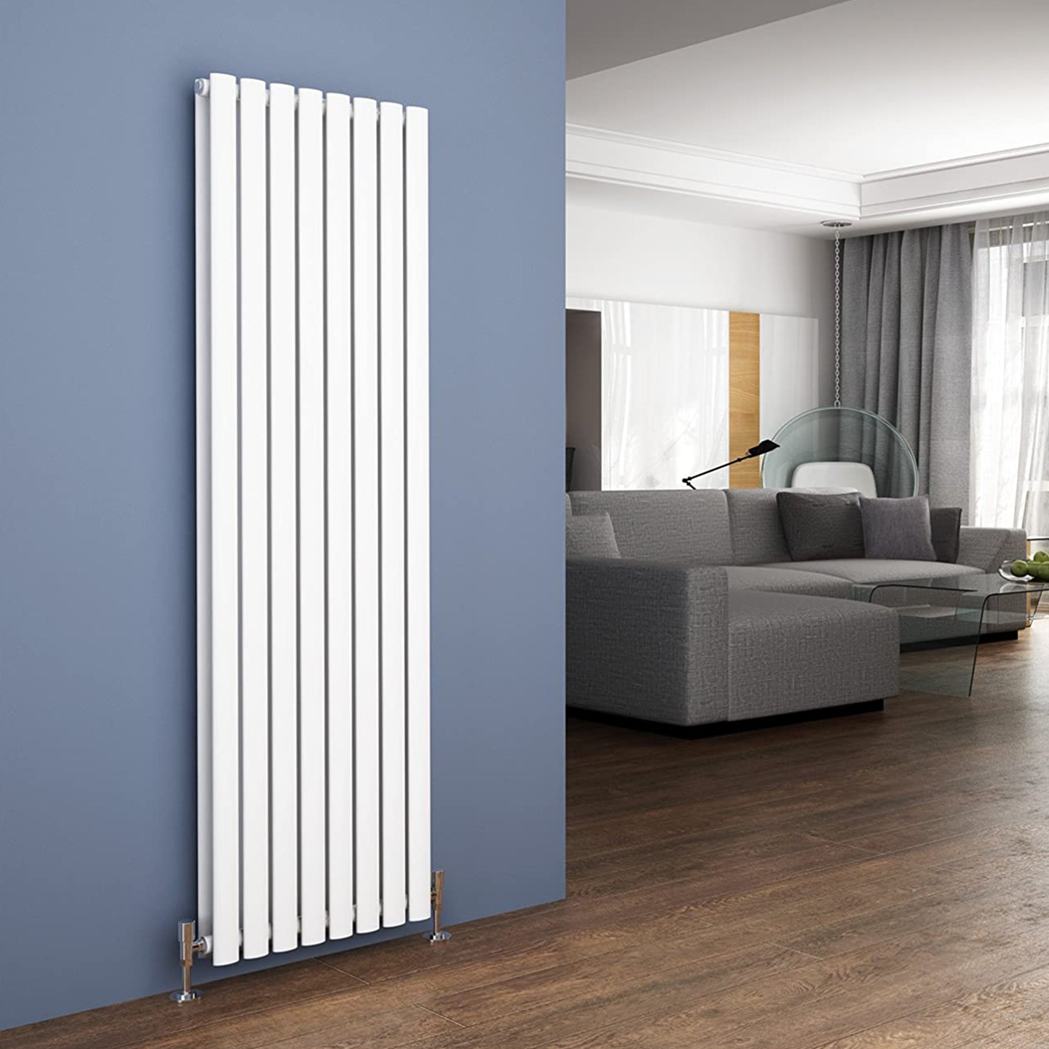 vertical white double panel radiator