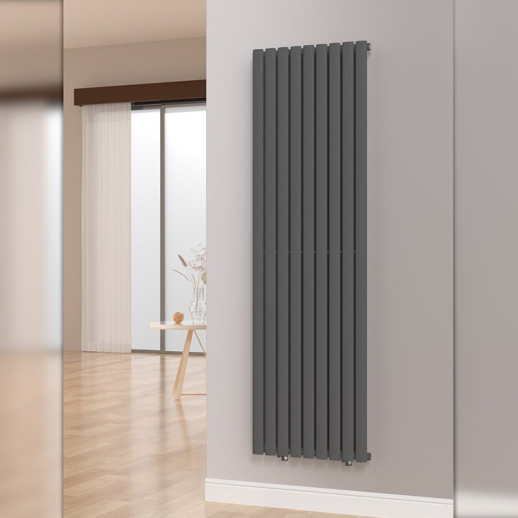 Oval Panel Single Vertical Radiator Anthracite - C006
