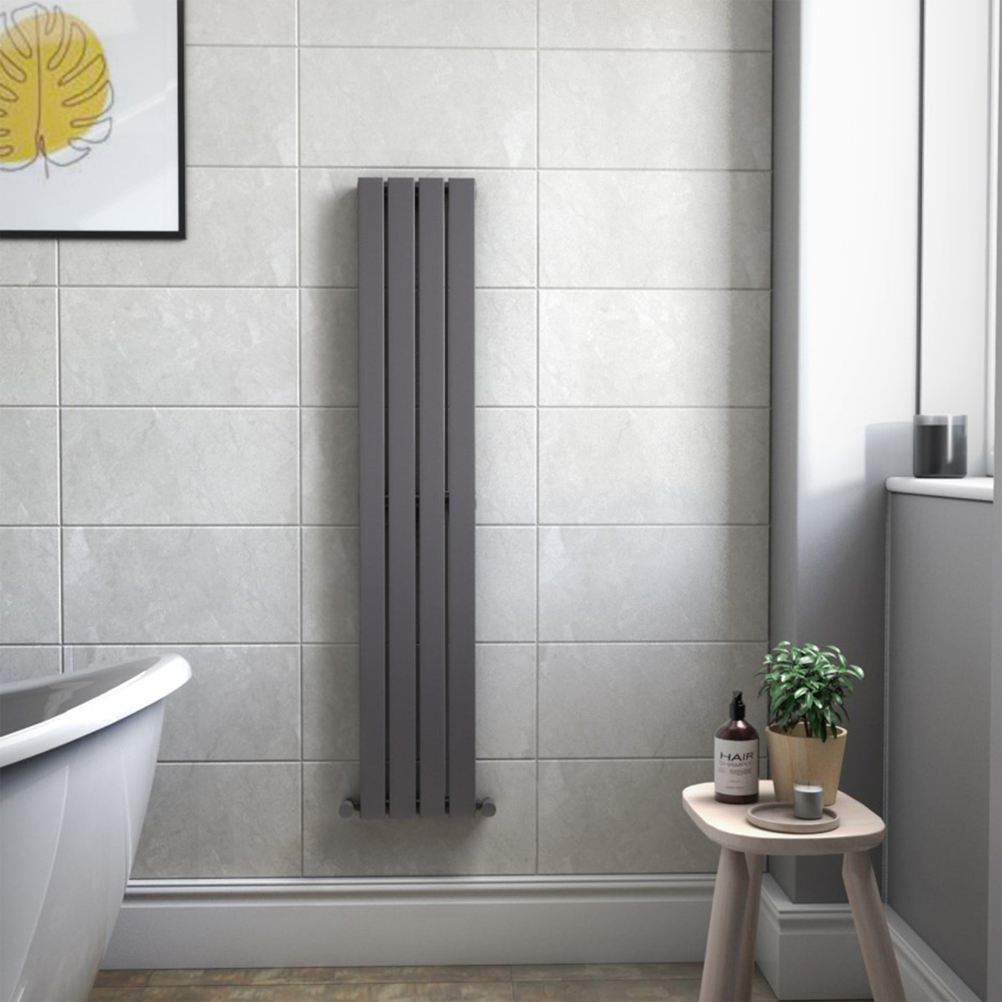 Flat Panel Single Vertical Radiator Anthracite - C001