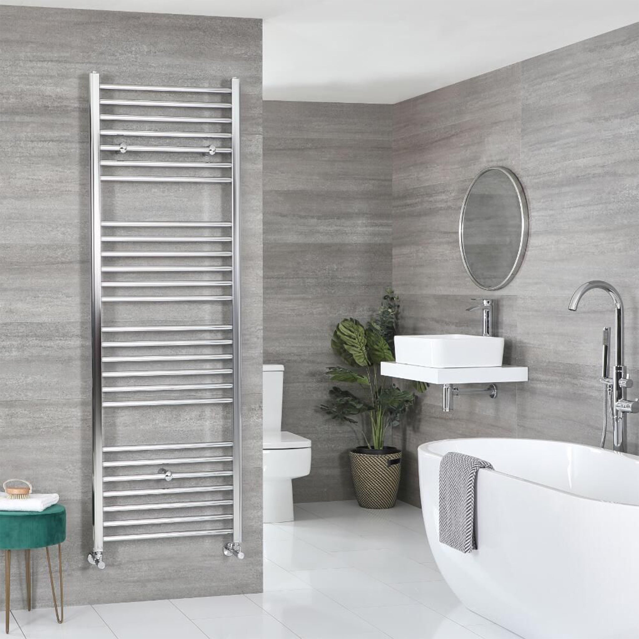 chrome straight towel rail