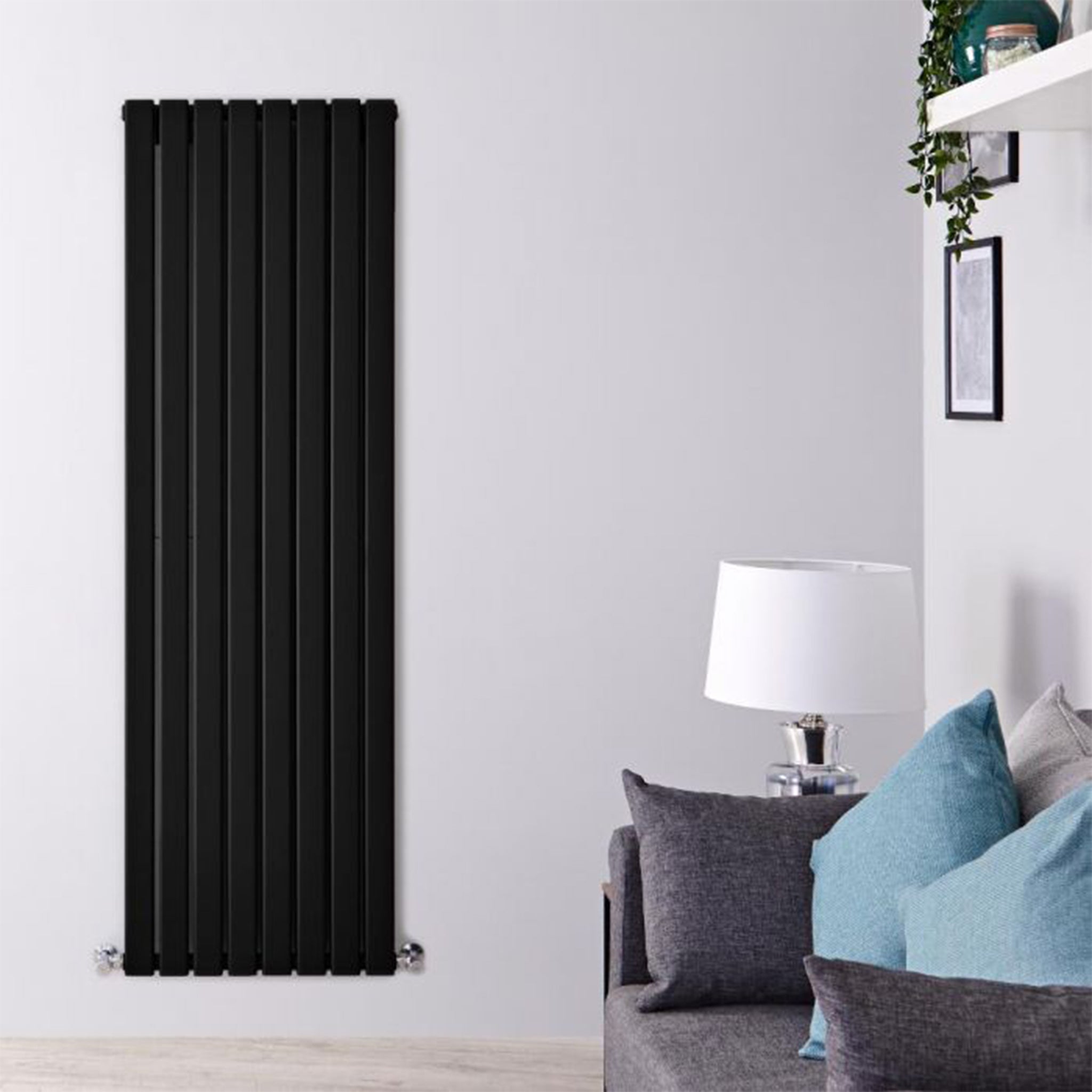 vertical matt black radiator