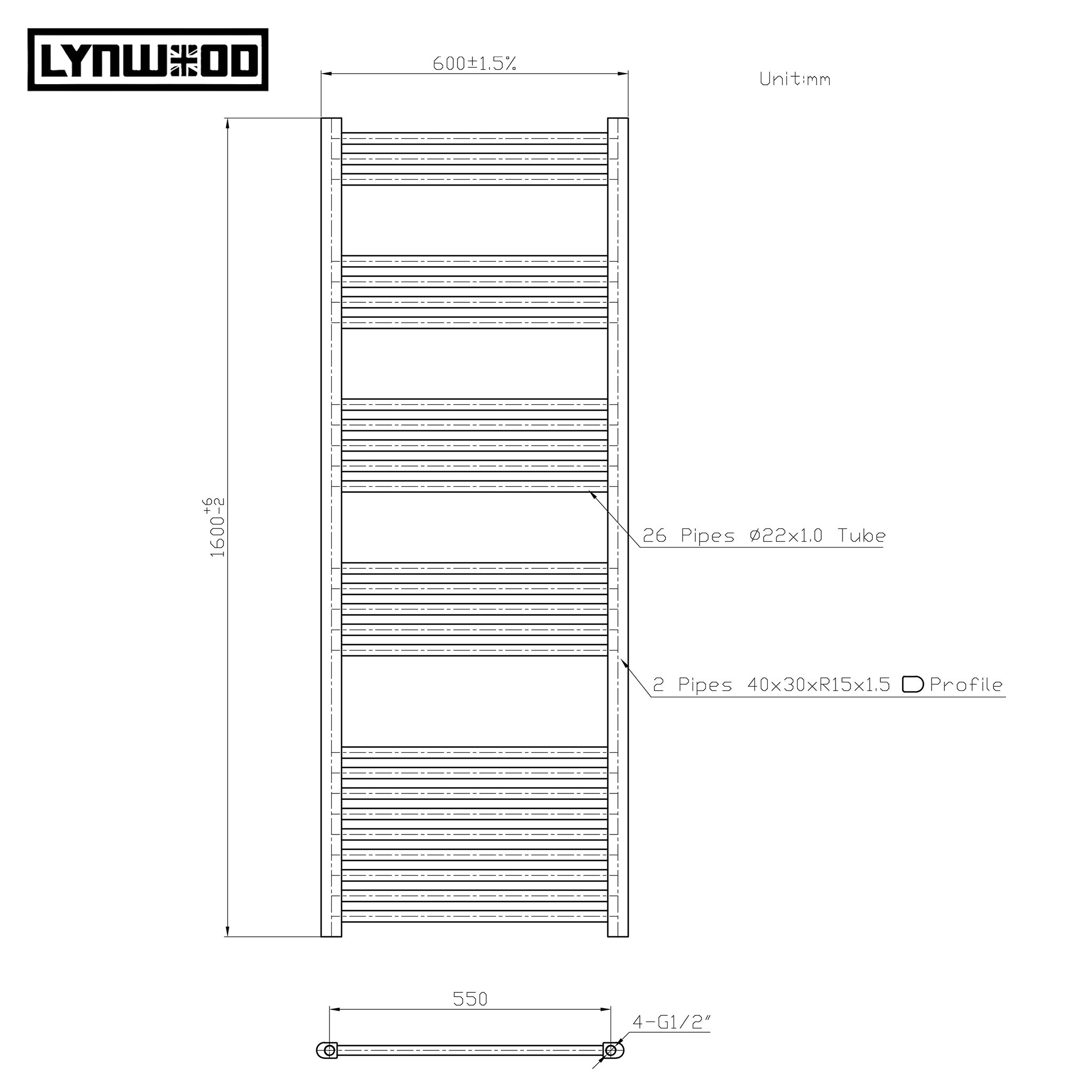 bathroom radiator size chart