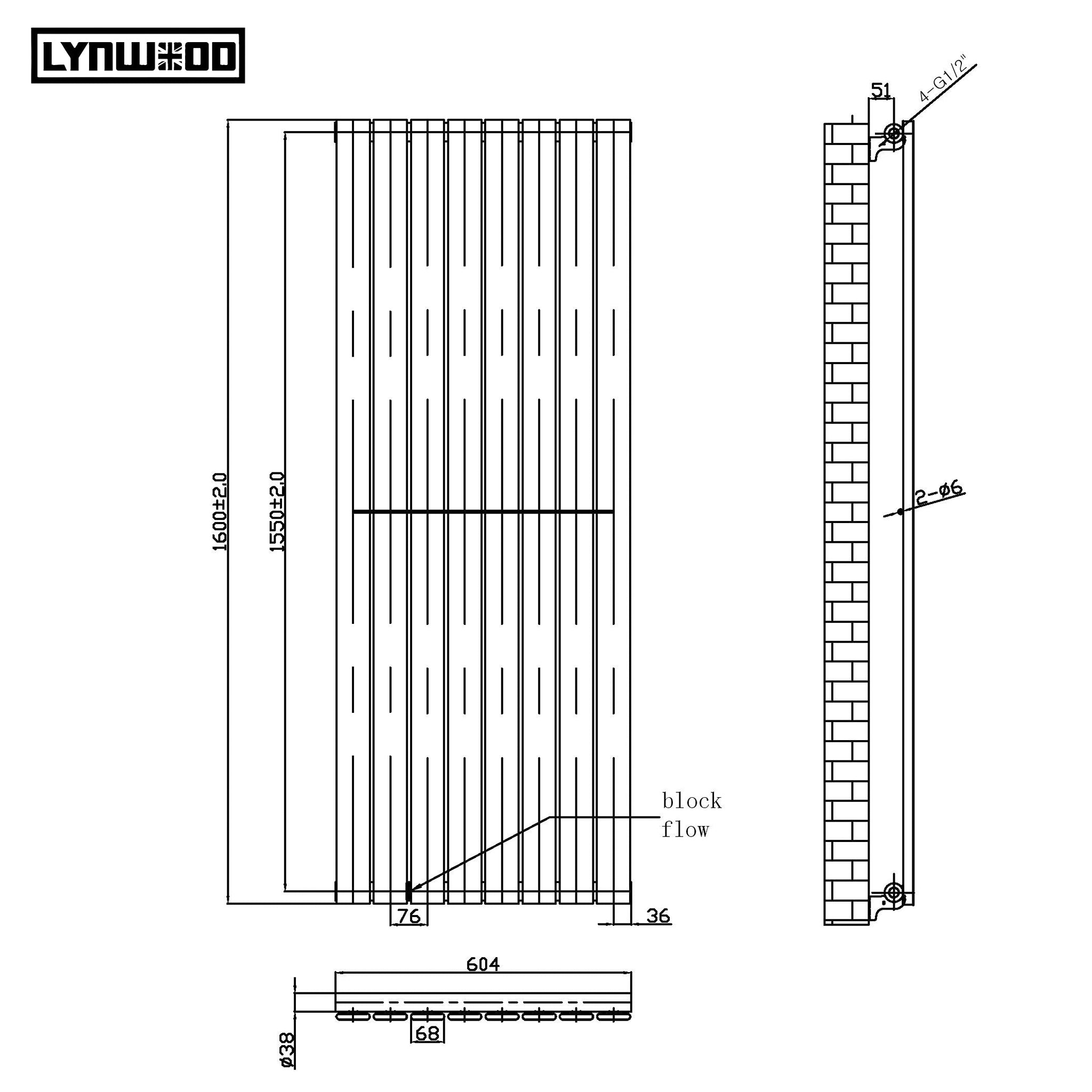 Flat Panel Single Vertical Radiator Anthracite - C001