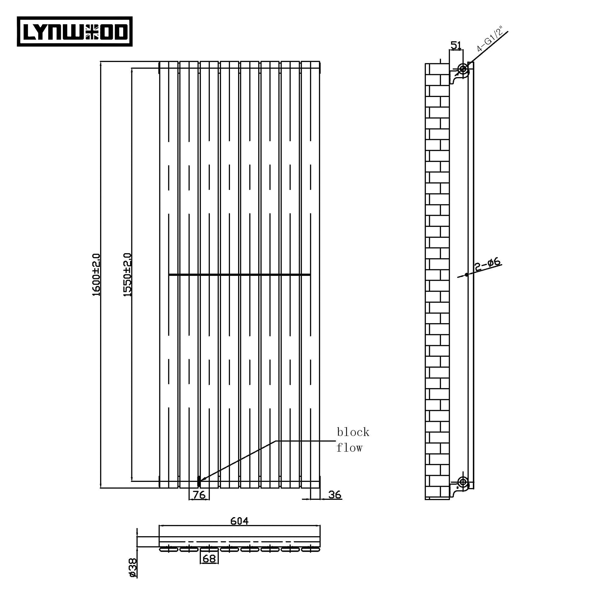 Flat Panel Single Vertical Radiator Chrome - C019