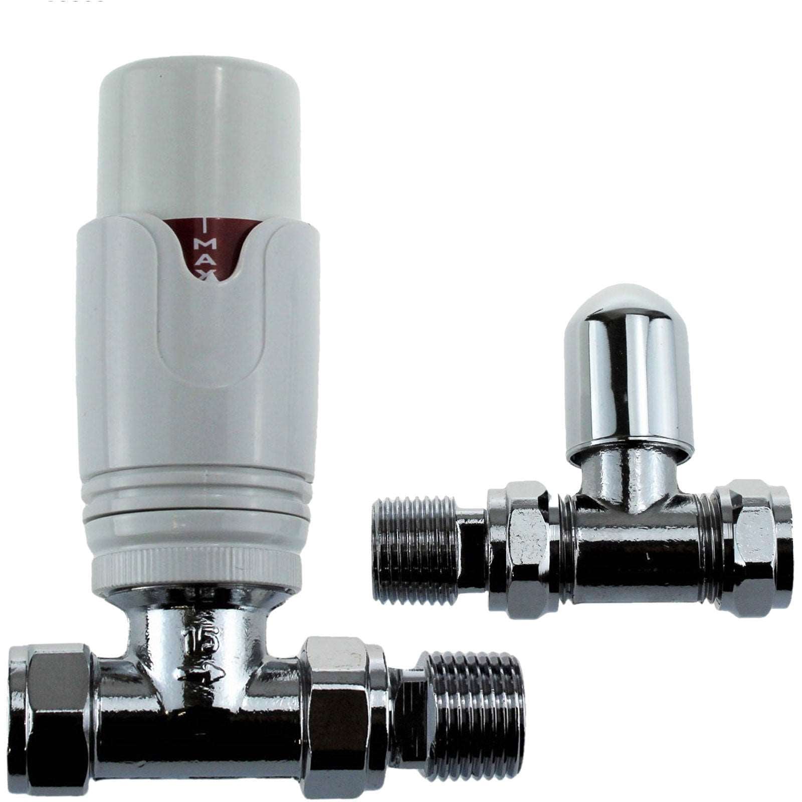 Lynwoodhome Straight Premium TRV Valve + Lockshield Straight White C014 Lynwoodhome 