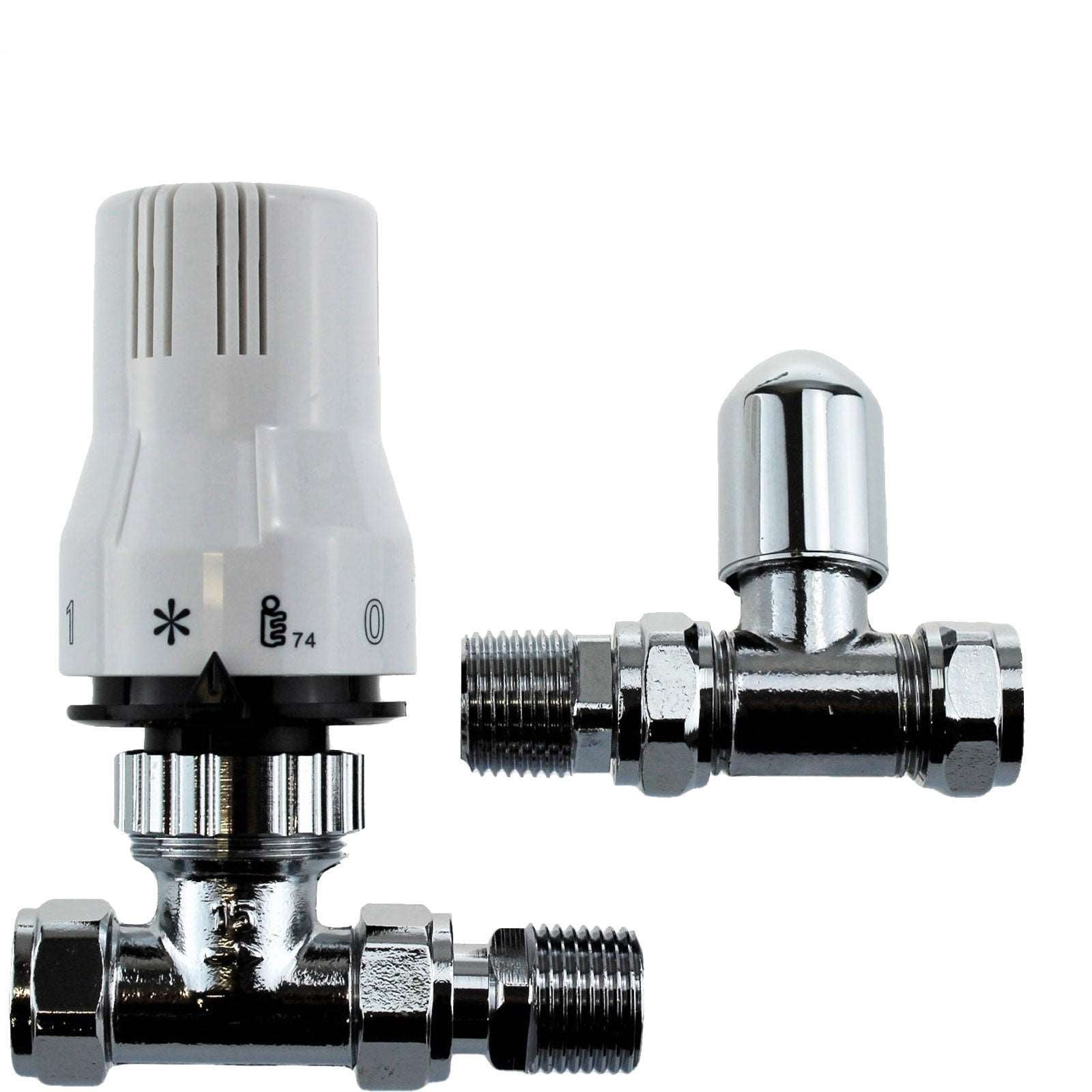 Lynwoodhome Straight Standard TRV Valve + Lockshield White C015 Lynwoodhome 