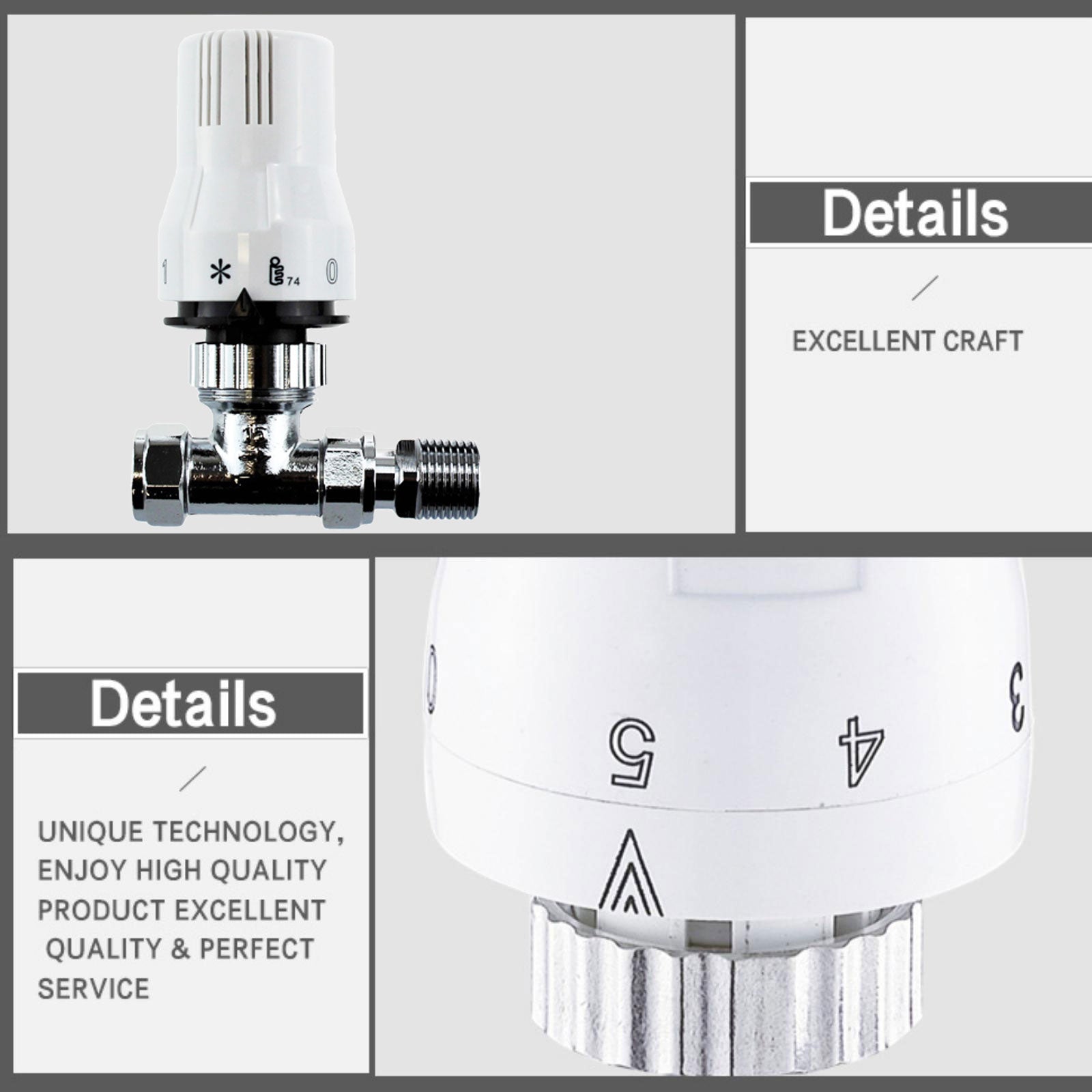 Lynwoodhome Straight Standard TRV Valve + Lockshield White C015 Lynwoodhome 